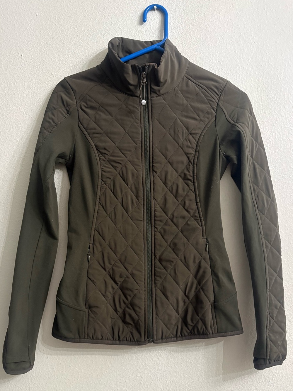Athleta Jacket Womens XS Green Zip Athletic Quilted Stretch Running